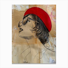 rouge beret Canvas Print