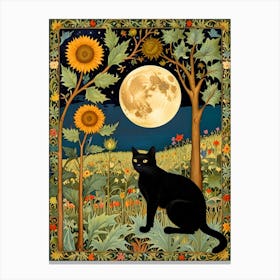 William Morris Black Cat In The Moonlight 14 Canvas Print