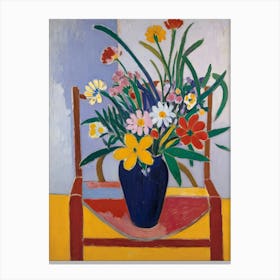 Vase Of Flowers Style Henri Matisse 2 Canvas Print