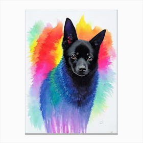 Schipperke Rainbow Oil Painting dog Canvas Print