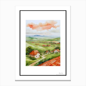 Green plains, distant hills, country houses,renewal and hope,life,spring acrylic colors.46 Canvas Print