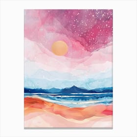 Watercolor Of A Beach 1 Canvas Print