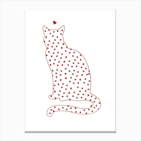 Cat With Hearts Canvas Print