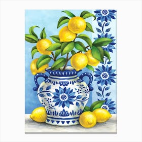 Lemons In A Vase Canvas Print