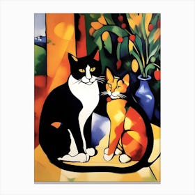 Cats In A Vase Modern Art Cezanne Inspired Canvas Print
