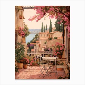 Cannes France 5 Vintage Pink Travel Illustration Canvas Print