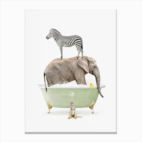 Safari Animals In Simple Tub Canvas Print