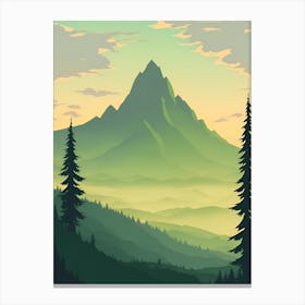 Misty Mountains Vertical Composition In Green Tone 150 Canvas Print
