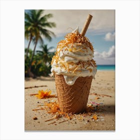 Ice Cream Cone On The Beach 2 Canvas Print