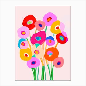 Minimal Matisse Poppies Floral Bouquet Pink Canvas Print