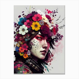 Girl With Flowers On Her Head 1 Canvas Print