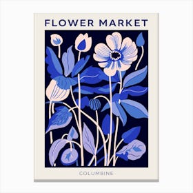 Blue Flower Market Poster Columbine 4 Canvas Print