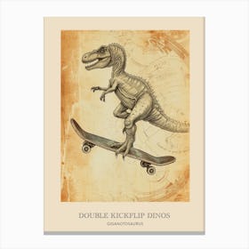 Giganotosaurus Vintage Dinosaur Poster 1 Canvas Print