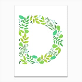 Leafy Letter D Canvas Print