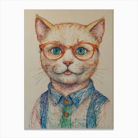 Cat With Glasses 7 Canvas Print