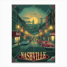 Vintage style Travel Poster Of Nashville Canvas Print