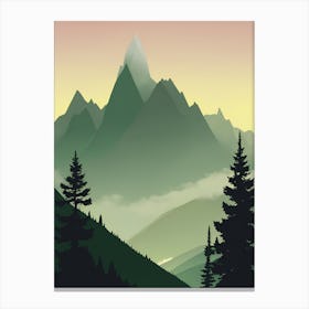 Misty Mountains Vertical Composition In Green Tone 174 Canvas Print