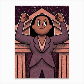 Powerful Black Woman In Front Of A Building, Power Canvas Print