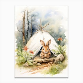 Bunny Camping Rabbit Prints Watercolour 3 Canvas Print