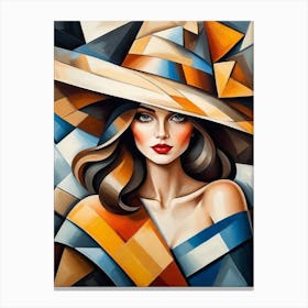 Woman In A Hat - Cubism 6 Canvas Print