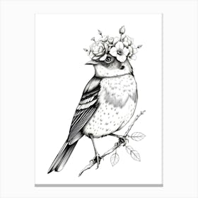 Bird In A Flower Crown Canvas Print