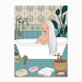 Girl In A Bath Canvas Print