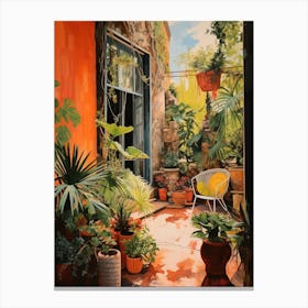 Patio With Potted Plants Canvas Print