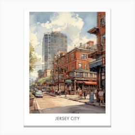 Jersey City Watercolor 1travel Poster Canvas Print