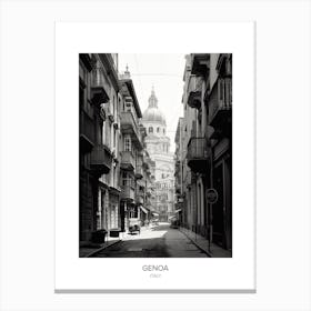 Poster Of Genoa, Italy, Black And White Photo 3 Canvas Print