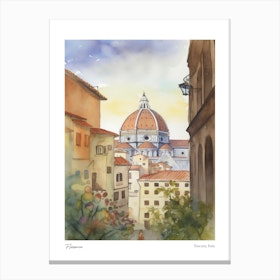 Florence, Tuscany, Italy 4 Watercolour Travel Poster Canvas Print