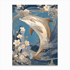Dolphin Animal Drawing In The Style Of Ukiyo E 1 Canvas Print