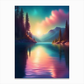 Sunset Over Lake 4 Canvas Print