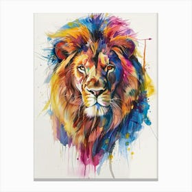 Lion Colourful Watercolour 2 Canvas Print