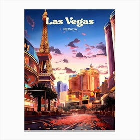 Las Vegas Nevada Night Travel Illustration Canvas Print