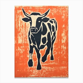 Cow, Woodblock Animal  Drawing 4 Canvas Print