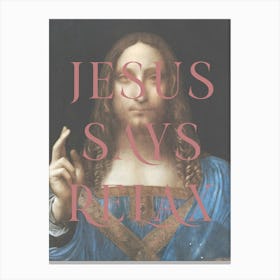 Jesus Says Relax Blue & Brown Canvas Print
