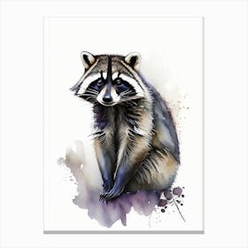 Common Raccoon Cute Neon Canvas Print