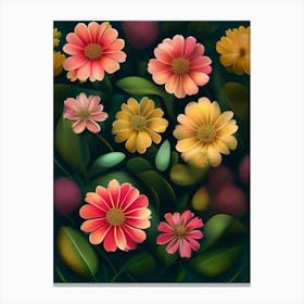 Flowers On A Dark Background Canvas Print