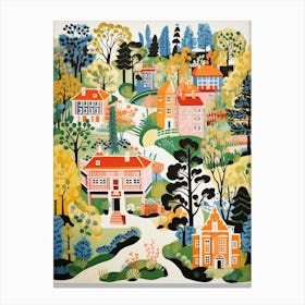 Fredriksdal Museum And Gardens Sweden Modern Illustration 2 Canvas Print