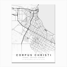 Corpus Christi Texas USA White Map Canvas Print