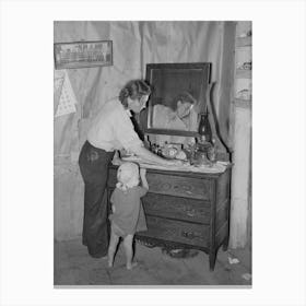 Southeast Missouri Farms Mother And Child In Bedroom Of Sharecropper Home By Russell Lee Canvas Print