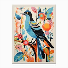 Colourful Scandi Bird Mockingbird 2 Canvas Print