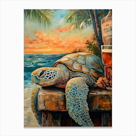 Sea Turtle At The Beach Bar 9 Canvas Print