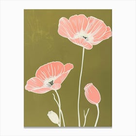 Pink & Green Poppy 1 Canvas Print