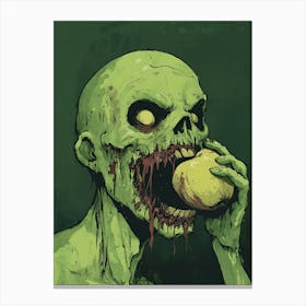 Scary Zombie Eating An Apple 17 Canvas Print