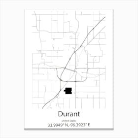 Durant,United States Minimalist Map Canvas Print