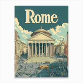 Aihrgdesign A Retro Travel Poster For Rome 3 Canvas Print