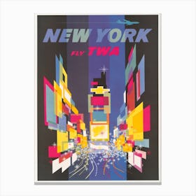 Fly Twa New York Vintage Poster Canvas Print