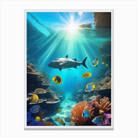 Sharks In The Ocean Canvas Print