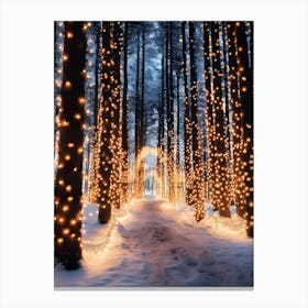 Christmas Lights In The Woods Canvas Print